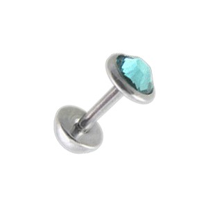 5mm Turquoise CZ Zirconia & Half-Ball Fake Earlobe Plug Ear Stud