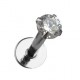 Lippen- / Labret-Piercing Push-Fit 14 Karat Wei&szlig;gold Zirkon Wei&szlig;