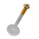 Labret-Piercing Push-Fit Bioflex 14 Karat Gold Zirkon Weiß Rund