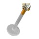 Labret-Piercing Push-Fit Bioflex 14 Karat Gold Zirkon Weiß Herz