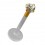 Labret-Piercing Push-Fit Bioflex 14 Karat Gold Zirkon Wei&szlig; Herz