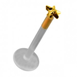 Piercing Labret Push-Fit Bioflex 14 Karat Gold Sternprägung