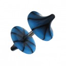 Faux Plug Champignon Acrylique Fissures Noir / Bleu