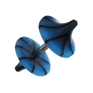 Black/Blue Cracks Acrylic Mushroom Fake Plug Earring Stud