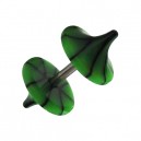 Black/Dark Green Cracks Acrylic Mushroom Fake Plug Earring Stud