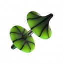 Black/Light Green Cracks Acrylic Mushroom Fake Plug Earring Stud