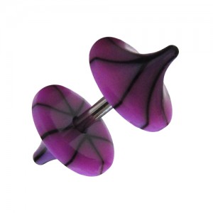 Black/Purple Cracks Acrylic Mushroom Fake Plug Earring Stud