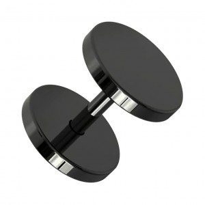 Flat Discs Black Anodized 316L Steel Fake Plug Earlobe Piercing Stud Ring