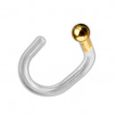14K Yellow Gold Push-Fit Bioflex Nose Piercing Stud Screw Ring w/ Ball