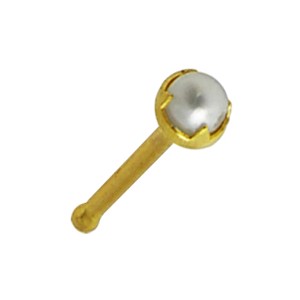 Gerader Nasenpiercing-Pin 14 Karat Gelbgold Naturperle