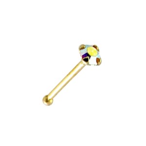 Gerader Nasenpiercing-Pin 14 Karat Gelbgold Kristallstein