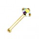 Gerader Nasenpiercing-Pin 14 Karat Gelbgold Kristallstein
