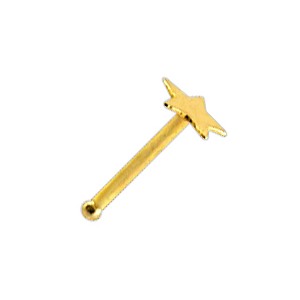 Gerader Nasenpiercing-Pin 14 Karat Gelbgold Stern