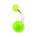 Transparent Green Acrylic Belly Bar Navel Button Ring w/ Balls