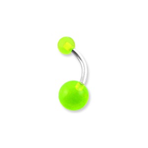 Transparent Green Acrylic Belly Bar Navel Button Ring w/ Balls