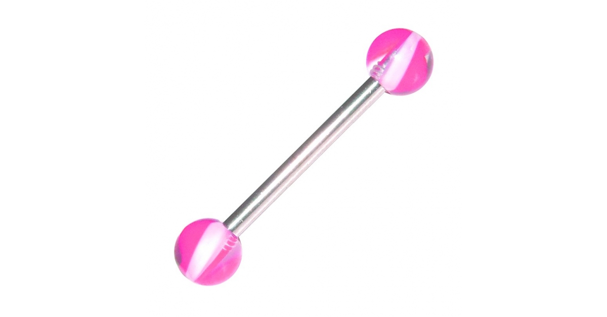 Pink Candy Acrylic Tongue Bar Ring on Votre Piercing