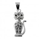 Zirconia 925 Sterling Silver Sitting Cat Pendent