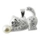 Zirconia 925 Sterling Silver Cat White Ball Pendent