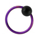 Conch-Piercing / BCR-Ring Titan G23 Eloxiert Lila Kugel Schwarz