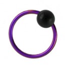 Piercing Anillo BCR Titanio 23G Anodizado Púrpura Bola Negro