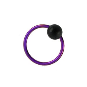 Piercing BCR Ring Titan G23 Eloxiert Lila Kugel Schwarz