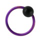 Conch-Piercing / BCR-Ring Titan G23 Eloxiert Lila Kugel Schwarz