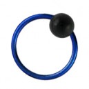 Dark Blue Anodized G23 Titanium BCR Ring w/ Black Ball