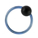 Light Blue Anodized G23 Titanium BCR Ring w/ Black Ball
