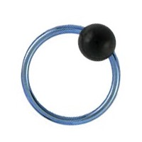 Piercing BCR Ring Titan G23 Eloxiert Hellblau Kugel Schwarz