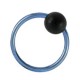 Light Blue Anodized G23 Titanium BCR/Conch Ring w/ Black Ball