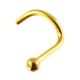 14K Yellow Gold Nose Stud Screw Ring w/ Ball
