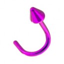 Pink Anodized Grade 23 Titanium Nose Stud Screw Ring  w/ Spike