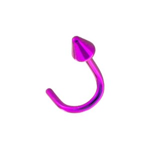 Pink Anodized Grade 23 Titanium Nose Stud Screw Ring  w/ Spike