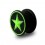 Flexible Silicone Earlob Plug w/ Green/Black Star Circle