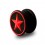 Flexible Silicone Earlob Plug w/ Red/Black Star Circle