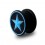Flexible Silicone Earlob Plug w/ Blue/Black Star Circle
