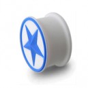 Plug Lobe Oreille Silicone Biocompatible Flexible Etoile Cercle Bleu / Blanc