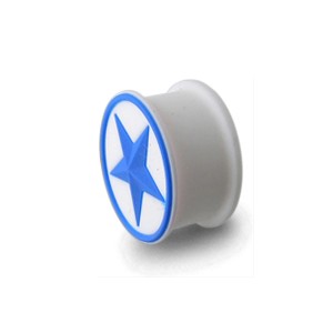 Ohr-Plug Biokompatiblen Silikon Flexibel Stern Kreis Blau / Weiß