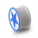 Flexible Biocompatible Silicone Ear Plug Stretcher Expander w/ Blue/White Star Circle