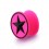 Flexible Silicone Earlob Plug w/ Black/Light Pink Star Circle