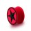 Flexible Silicone Earlob Plug w/ Black/Red Star Circle