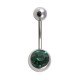 Nombril Acier 316L Strass Vert Foncé