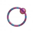Piercing CBR Ring Eloxiert Striped Blau / Rosa Kugel Rosa