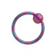 Blue/Pink Striped Anodized Captive Bead Ring w/ Pink Ball