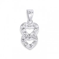Double Heart Zirconia 925 Sterling Silver Pendent