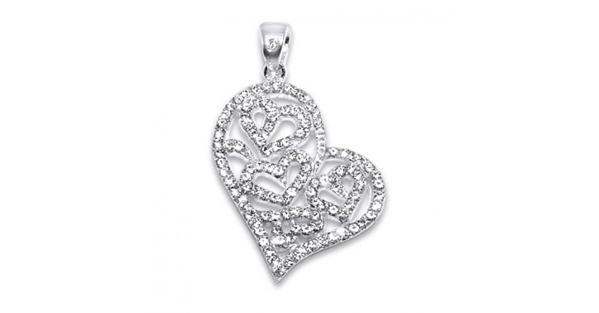 Pendentif Ancien En Argent Massif 925 – Breloque En Forme De Cœur – Style Créateur – Occasion