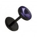 Fake-Plug Ohrringe Acryl Schwarz Zirkonia Lila