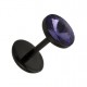 Fake-Plug Ohrringe Acryl Schwarz Zirkonia Lila