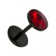 Fake-Plug Ohrringe Acryl Schwarz Zirkonia Rot