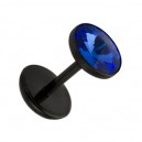 Faux Plug Oreille Acrylique Noir Zircone Bleu Foncé